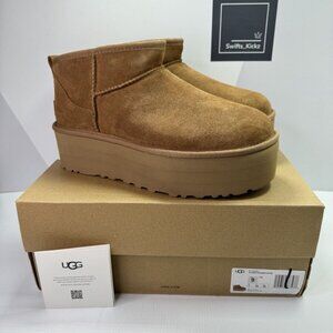 UGG Womens classic ultra mini platform boots Chestnut